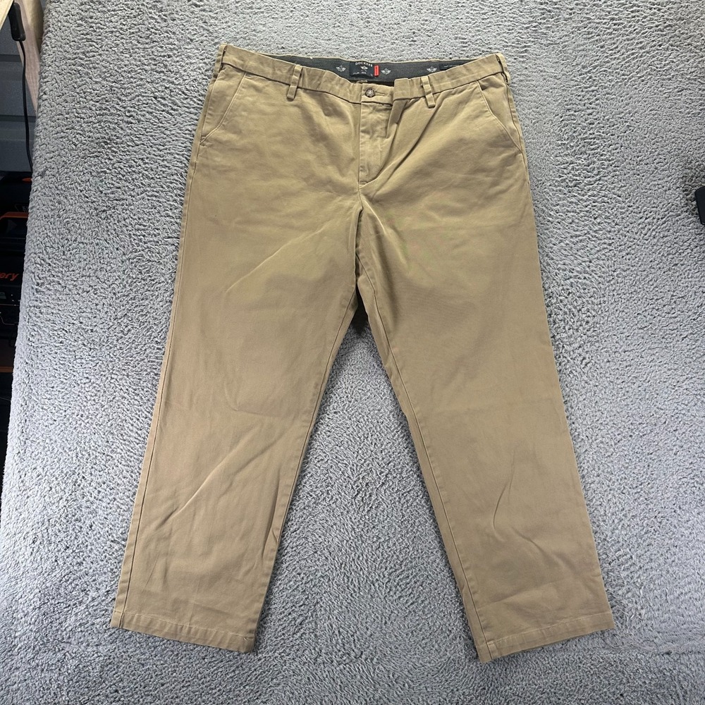 Dockers Smart 360 Flex Pant Mens 42x30 Beige Cotton Khakis Straight Leg Stretch